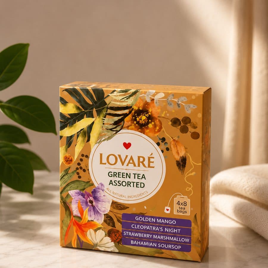 Чай зелений Lovaré Assorted, 32 пакетики (4 смаки)